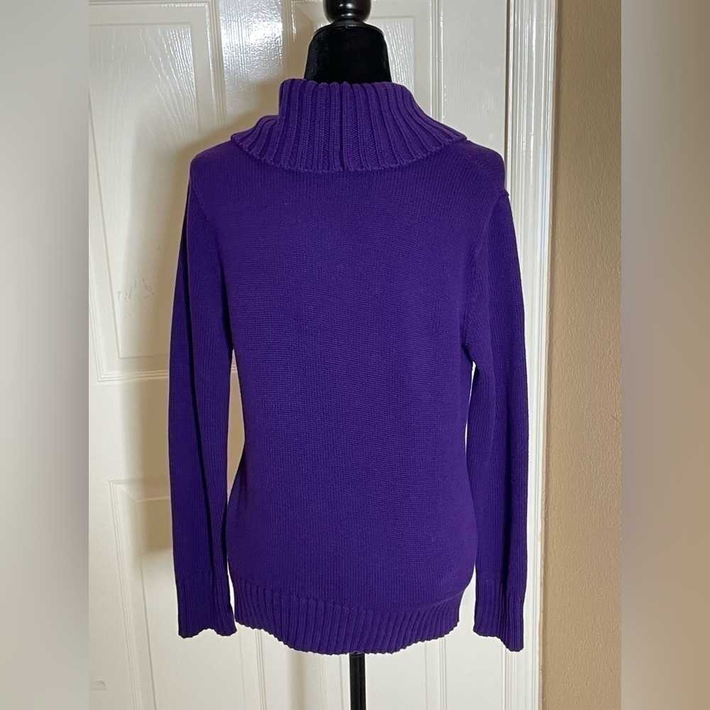 LRL Ralph Lauren Cotton Sweater Purple Pullover Bone Button Green Label Large - Picture 7 of 11